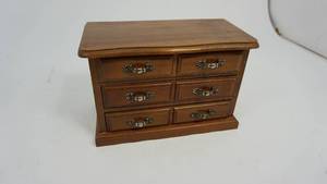 Three Drawer Wooden Jewelry Box-- 9 12  x  4 12  x  6 14 Tall