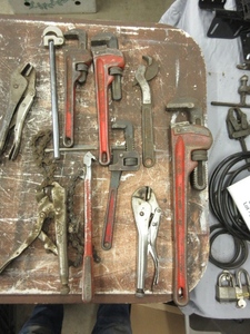 lot 329 image: LARGE RIGID PIPE WRENCHES AND SOME VISE GRIPS