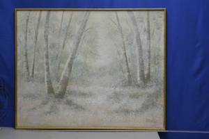 lot 1 image: Roughly 51x41 Woodland oil painting by Lee Reynolds