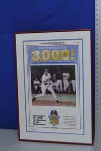 lot 15 image: Dave Winfield framed star tribune headline 727 of 6000 commemorative 3,000 hits Sept 17th 1993