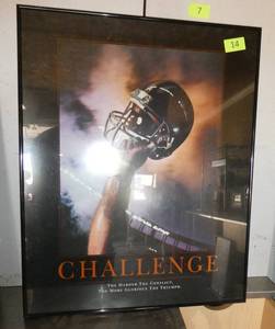 lot 14 image: 2 framed inspiration posters and a hand painted wolf picture