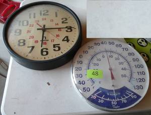 lot 48 image: Clock and Thermometer