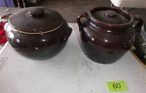 lot 60 image: Two USA ceramic bean pots