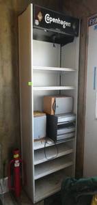 lot 63 image: Copenhagen metal storage cabinet, top lights up 24 wide x 14 deep x 82 tall