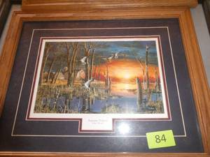 lot 84 image: Framed and matted Jim Hansel Autumn Visitors approx 18x20