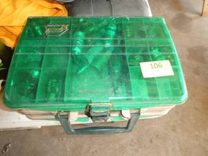 lot 106 image: Plano tackle box with hose connectors