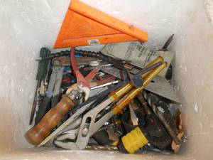 lot 109 image: Styrofoam cooler full of misc tools, wrenches