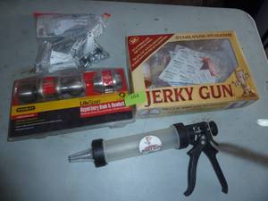 lot 164 image: new door knob and deadbolt, jerky gun kit