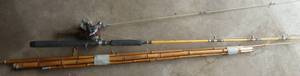 lot 168 image: Vintage fishing rods, Pflueger, bamboo pole
