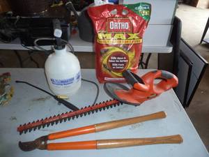 lot 173 image: spring trimming tools, sprayer and ant killer