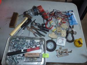 lot 181 image: lot of misc tools and a working drill