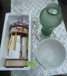 lot 210 image: Home dcor items - vase, bowl, musical carousel, snowman