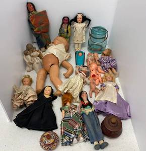 lot 23 image: Group of Vintage Dolls. Some Native American