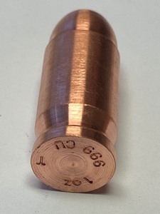 lot 4 image: (1) 1oz Copper Replica Bullet Bullion