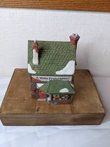 lot 509 image: Vintage Department 56 Heritage Village Collection T. Wells Fruit and Spice Shop Dickens Village Series