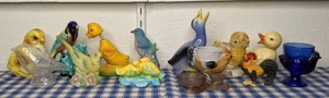 lot 74 image: Fun Collection of Small Vintage CeramicGlass Bird Figurines