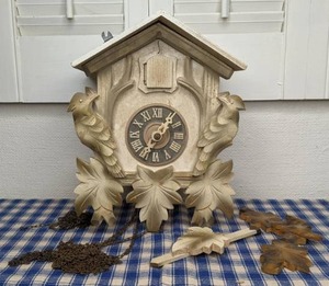 lot 56 image: Vintage Carved Wooden Cuckoo Clock made in Western Germany