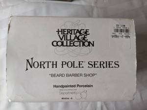 lot 273 image: Dept 56 North Pole Series Beard Barber Shop & Original Snow Village Here Comes Santa