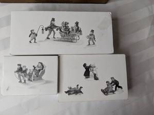lot 281 image: Vintage Heritage Village Collection Caroling With The Cratchit Family, Winter Sleighride, Snow Children