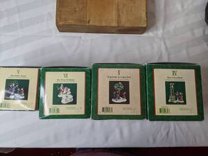 lot 266 image: Department 56 Heritage Village Collection 12 Days of Christmas Set of 4 (I, IV, V, VI)