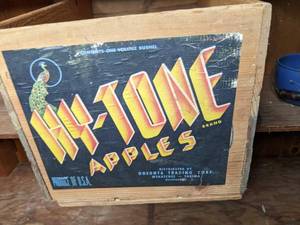 lot 683 image: Collection of Vintage Kitchen Utensils, Bottles, and Apple Crate