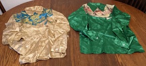 lot 659 image: Two Vintage Korean Mens Shirts, Size L - Brocade with Contrasting Yokes