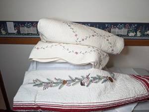 lot 639 image: Two Beautiful Vintage Embroidered Quilts
