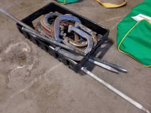 lot 361 image: Lot of (2) Horseshoe Sets - (4) Stakes, (13) Steel Shoes