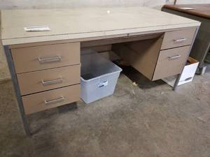 lot 457 image: MetalComposite Top Office Desk 7-drawer