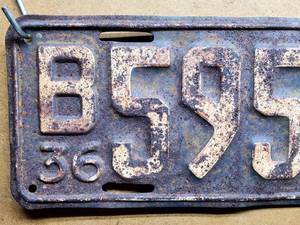 lot 48 image: Vintage 1936 Minnesota License Plate