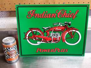 lot 111 image: Indian Chief Power Plus Pressed Tin Sign