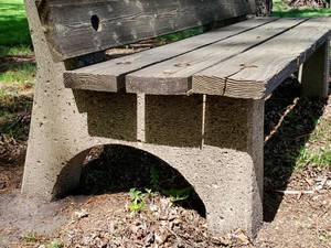 lot 142 image: Cement and Wooden Garden Bench