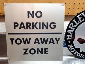 lot 205 image: (2) Small No Parking 12 W x 12 H  Harley Davidson Round Signs