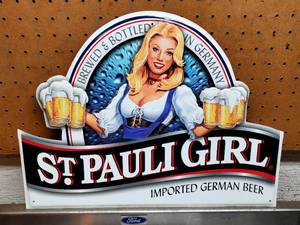 lot 202 image: St Pauli Girli 18 W x 13 H Pressed Tin Sign