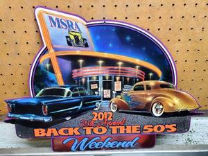 lot 201 image: 2012 Back To The 50s 20 W x 14 H Pressed Tin Sign
