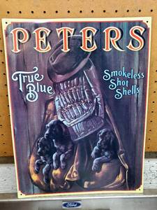 lot 200 image: True Blue 12-12 W x 16 H Pressed Tin Sign