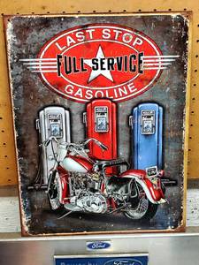 lot 196 image: Last Stop Fuel Service 12-12 W x 16 H Tin Sign