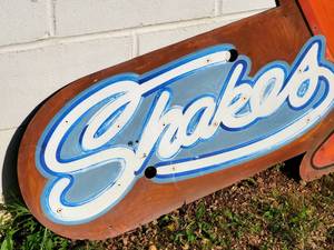 lot 121 image: Vintage Previous Neon Sign Soda Fountain Shop Metal Sign