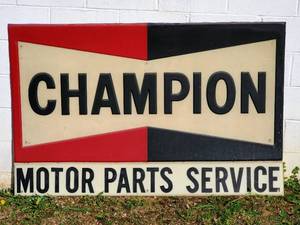 lot 90 image: Vintage Champion Motor Parts Service Plastic Sign
