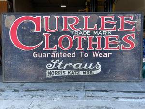Original Curlee Clothes Smaltz Sign