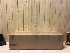 lot 4 image: Modern Farmhouse Chandelier, Black Rectangular Dining Room Chandelier, 5-Light Kitchen Island Natural Wood Pendant Light by LNC Customer Returns See Pictures