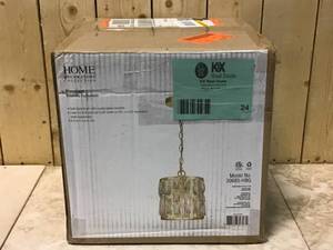 lot 24 image: Kristella 1-Light Soft Gold Pendant with Clear Crystal Shade by Home Decorators Collection Customer Returns See Pictures