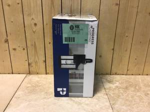 lot 28 image: Park Court 15 in. 1-Light Textured Black Traditional Outdoor Wall Lantern with Clear Seeded Glass by Progress Lighting Customer Returns See Pictures