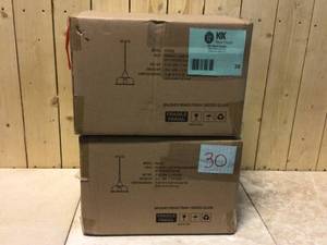 lot 30 image: Lot of 2 Magnolia 1-Light Brass Single Pendant with Seeded Glass Shade by Meyer&Cross Cusotmer Returns See Pictures