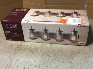 lot 41 image: Georgina 4 Light Steel Modern Bathroom Vanity Light by Home Decorators Collection Customer Returns See Pictures