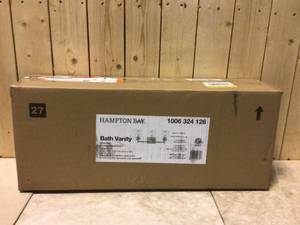 lot 42 image: Wakefield 22.5 in. 3-Light Brushed Nickel Bath Vanity Light by Hampton Bay Customer Returns See Pictures