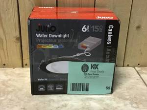 lot 65 image: Lot of 2 Contractor Select WF6 SWW5 6 in. Selectable CCT Ultra Slim Canless Integrated LED Black Recessed Light by Juno Customer Returns See Pictures