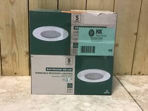 lot 66 image: 4 in. White Recessed Circular Shower Lighting Kit by Globe Electric Customer Returns See Pictures