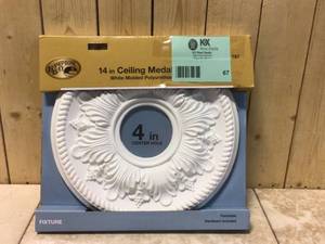 lot 67 image: 14 in. White Bellezza Ceiling Medallion by Hampton Bay Customer Returns See Pictures