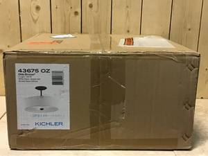 lot 79 image: Shailene 14 in. Round 3-Light Olde Bronze Drum Hallway Semi-Flush Mount Ceiling Light with White Microfiber Shade by KICHLER Customer Returns See Pictures